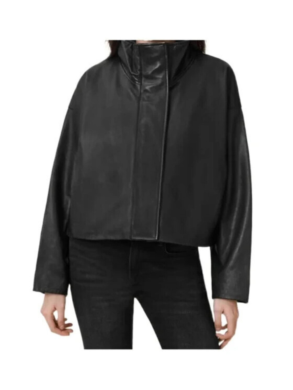 NEW, AllSaints Ryder Leather Jacket in Black Sz L  #SJ2595